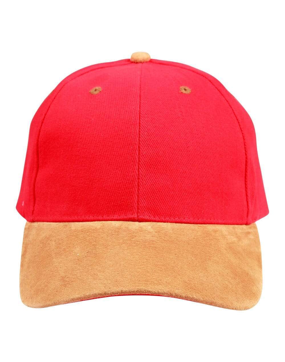 Winning Spirit Active Wear Red/Tan / One size Suede Peak Cap Ch05